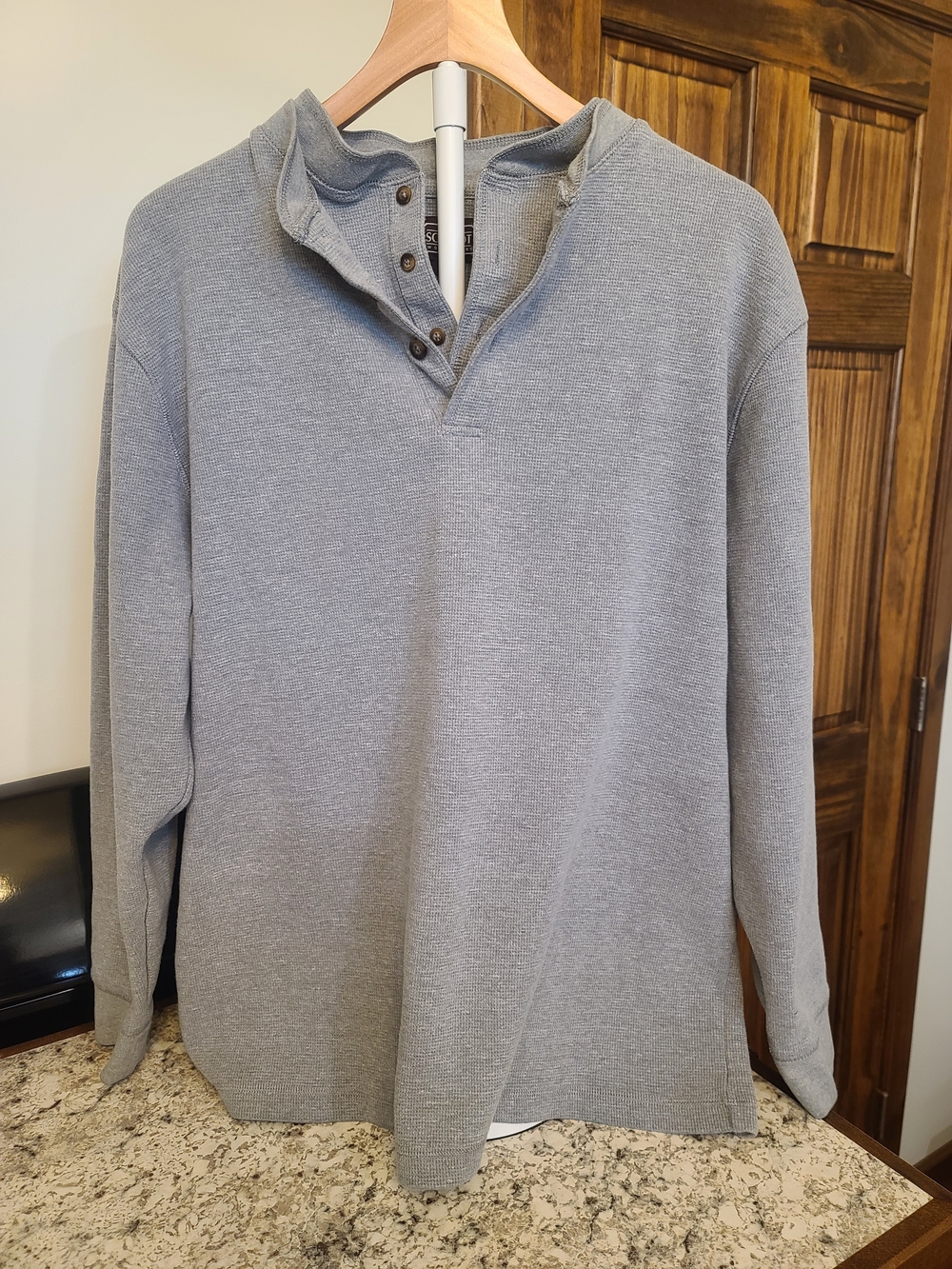 Schmidt Men's Gray Button-Neck Heavy Henley Workshirt Pullover XL